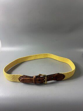 Martin Dingman Yellow Woven Brown Leather Belt Size 95/38
